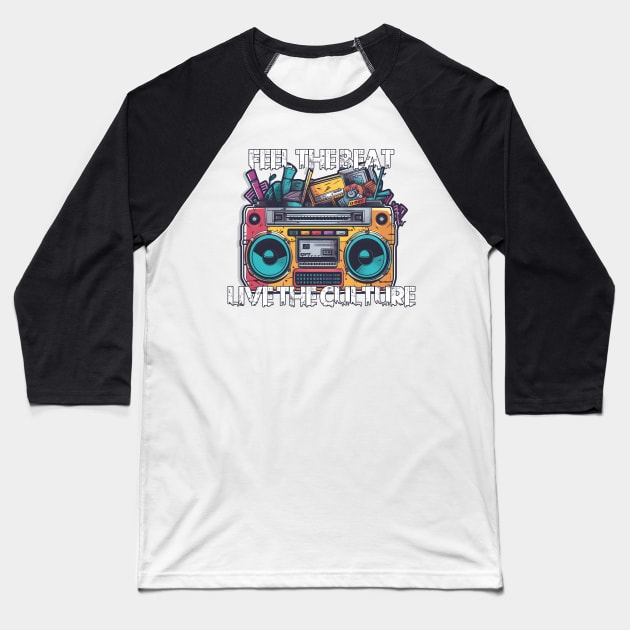 Hip Hop Boombox Baseball T-Shirt by Gracie Max